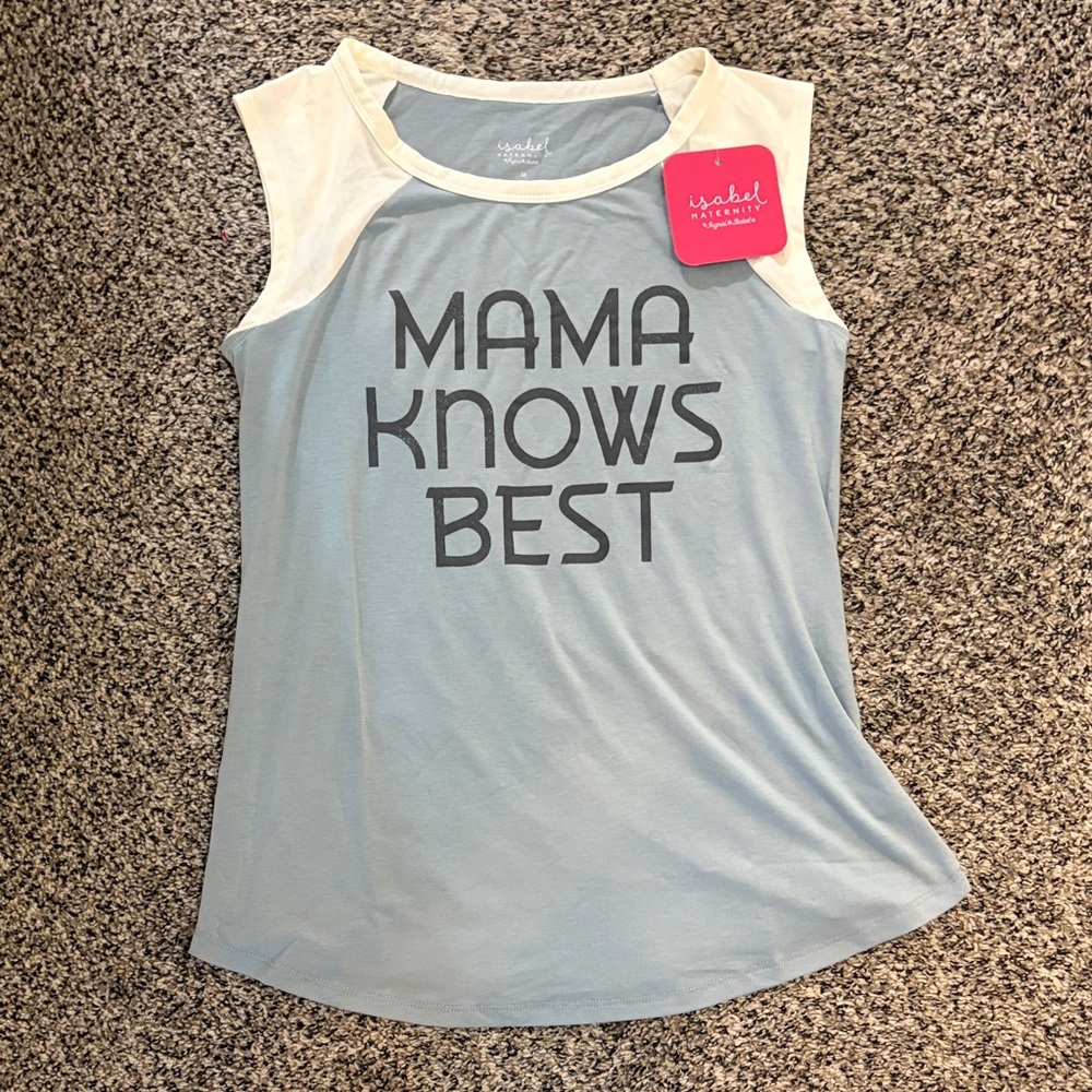 Isabel Maternity by Ingrid & Isabel Light Blue Tank with Cream Yoke